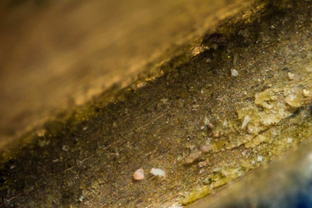 Close up of intergranular corrosion on an aircraft